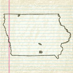 Vector Sketchy Map on Old Lined Paper Background Iowa N2