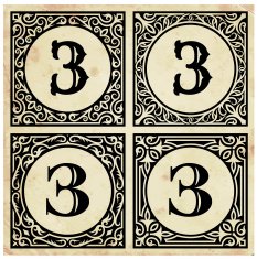 Old Paper with Decorative Number 3