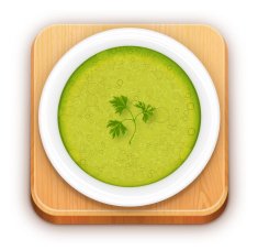 icon of soup bowl on plate and desk