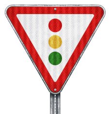stoplight ahead warning sign