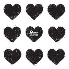 Vector vintage grunge hearts