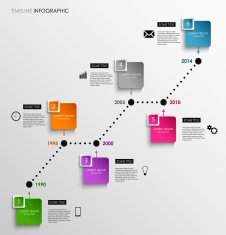 Time line info graphic colored square template N2