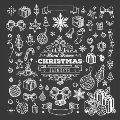 Hand Drawn Blackboard Christmas Elements N2