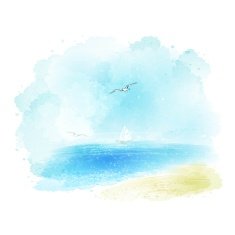 Vector background of a watercolor seascape N2