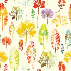 watercolor pattern of leaves seamless texture background N26