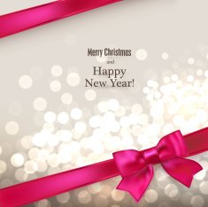 Christmas card with red gift bow