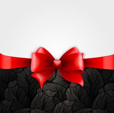 Invitation card with Red holiday ribbon on vintage background