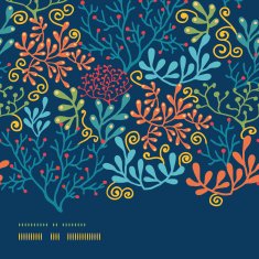 Dark plants horizontal border seamless pattern background N2