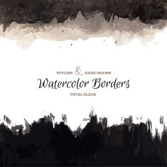 Black Watercolor Hand Drawn Borders