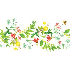 Summer flowers seamless horizontal vector banner N2