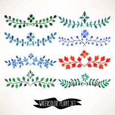 Watercolor natural borders