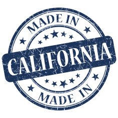 made in California blue round grunge isolated stamp