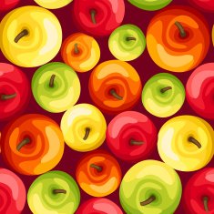 Seamless background with colorful apples Vector illustration