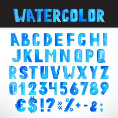 Watercolor blue Alphabet N2
