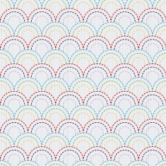 Traditional Japanese Embroidery with colorful fish Scales Vector seamless pattern