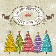 background with christmas trees and one label N2