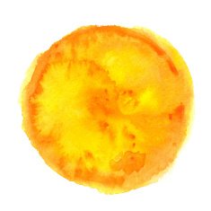 Watercolor orange round paint stain N2