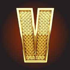 vector golden letter v N7