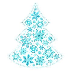 Watercolor snowflakes Christmas tree N2
