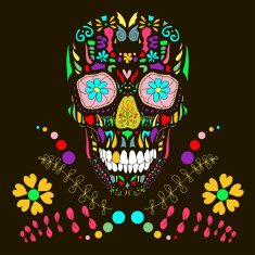 Skull with floral ornament 1 Vector illustration
