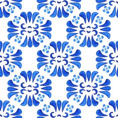 Watercolor blue floral seamless pattern N3