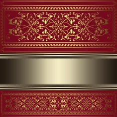 Vector vintage gold floral design on red