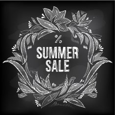 Floral hand drawing frame and sketch message for sales activity