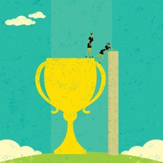 Businesswomen measuring their success