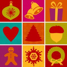 Retro Xmas icon set