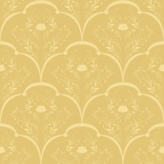 Leaf and flowers ornaments on golden background