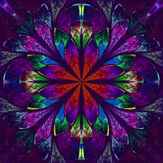 Multicolor beautiful fractal in stained glass window style N21