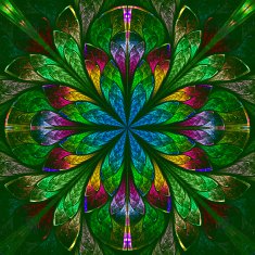 Multicolor beautiful fractal in stained glass window style N22