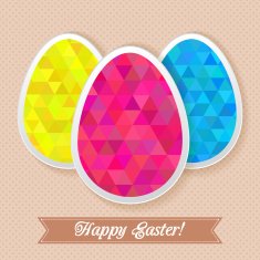 Greeting easter card with triangles eggs
