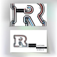 Business card design with letter R N3