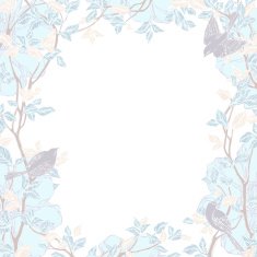 Decorative frame with trees flowers and birds N2