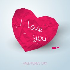Paper pink heart with handwritten message on light backdrop