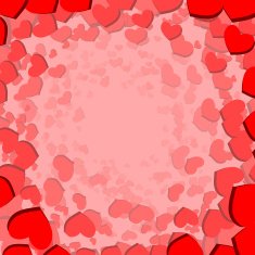 Valentines Day card with circulary scattered hearts N2