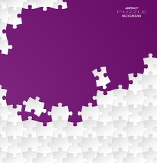 Abstract white group puzzle with violet background