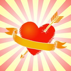 Retro heart with ribbon