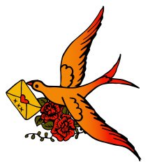 Hand drawn bird with a letter N2