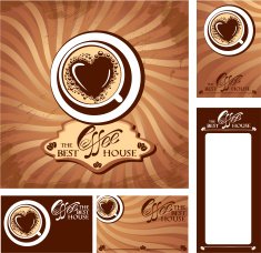 Template designs of menu and business cards for cofee house N2