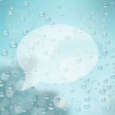 Speech bubble on glass with water drops N2