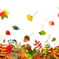 Watercolor Autumn Leaves Background N3