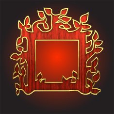Vector golden frame with red wood N8