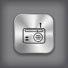 Radio icon - vector metal app button