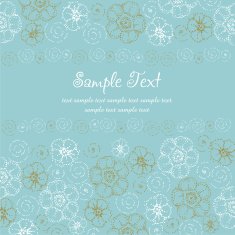 Doodle greeting card with colorful stylized dot flowers and spirals
