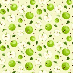 Seamless background with apples and leaves Vector illustration N2
