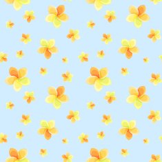 Seamless background with colorful flowers on blue Vector illustration