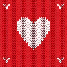Christmas Knitted background with heart Vector N2