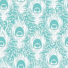 Soft peacock feathers vector seamless pattern background N2